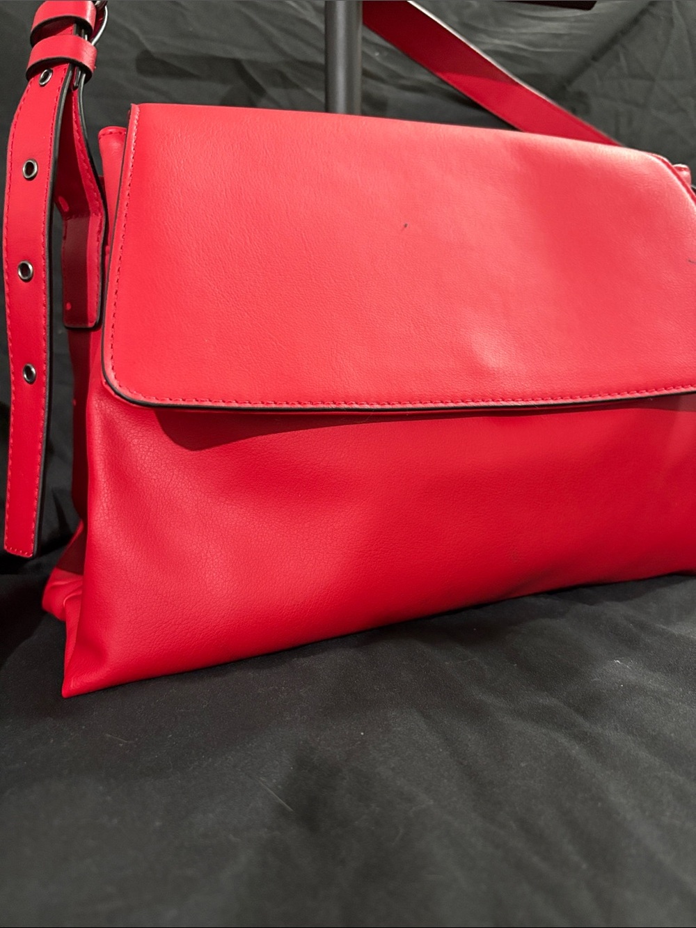 Vera Wang Red Leather Crossbody Flap Bag